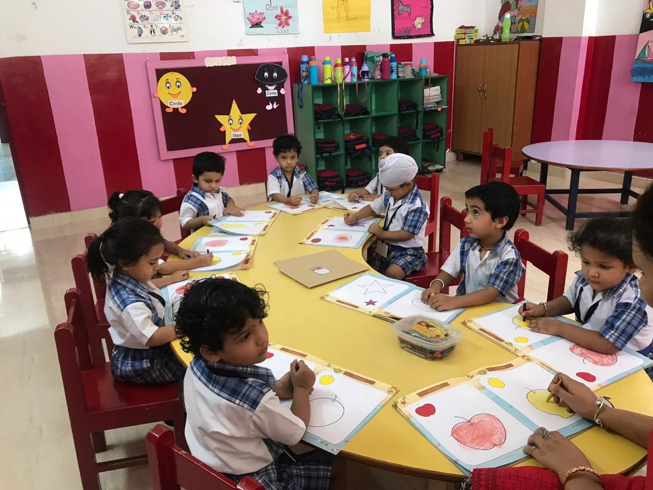 Children learning in a Montessori classroom at Joyland Montessori School, Chandigarh